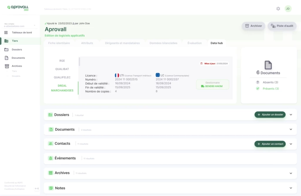 Avec Aprovall, identifiez clairement les transporteurs conforme à DREAL.
