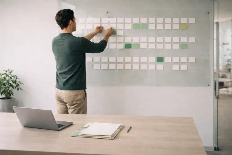 Scène de gouvernance de la donnée achats : structuration d’un référentiel fournisseurs (déduplication, normalisation, mise à jour) pour fiabiliser l’usage de l’IA générative.