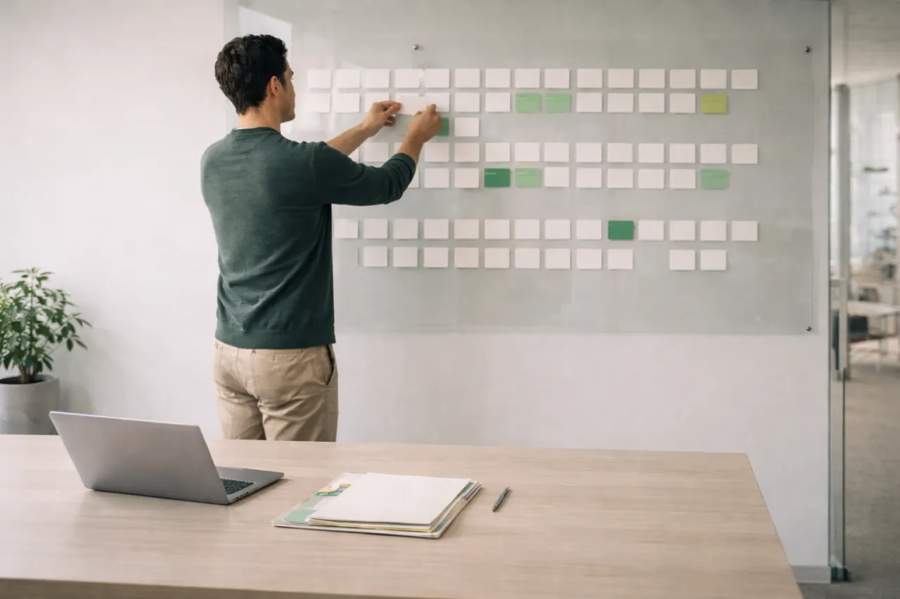 Scène de gouvernance de la donnée achats : structuration d’un référentiel fournisseurs (déduplication, normalisation, mise à jour) pour fiabiliser l’usage de l’IA générative.