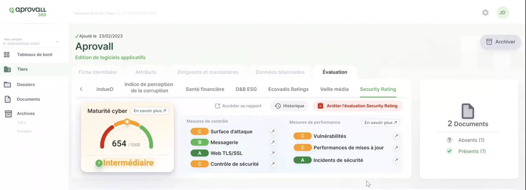 Interface security rating
